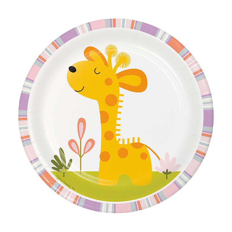 Petites Assiettes Papier Animaux Baby Girafe Rose Anniversaire Shower