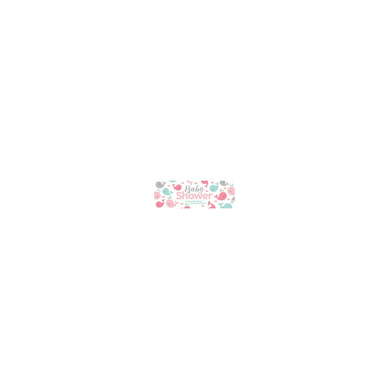 Banderole Géante Baby Shower Baleine Pastel et Mint