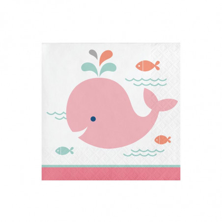 Grandes Serviettes Baby Shower Baleine Pastel et Mint