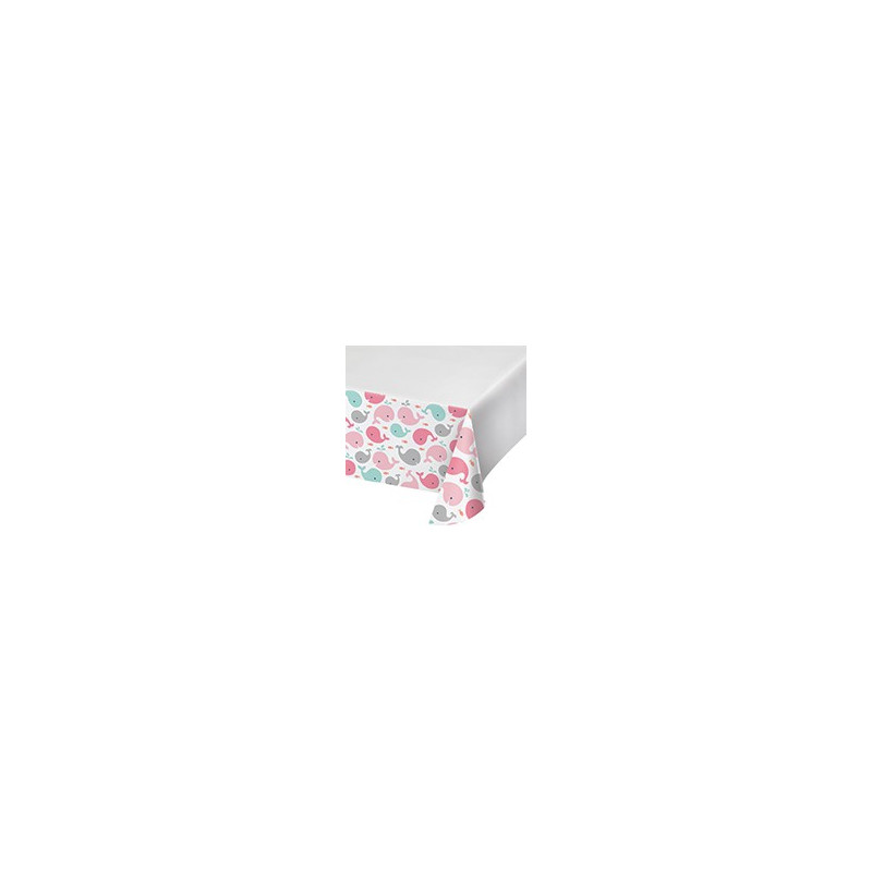 Nappe Plastique Baleine Rose Pastel et Mint
