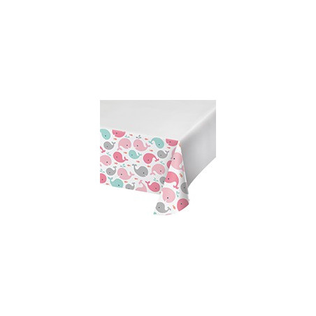 Nappe Plastique Baleine Rose Pastel et Mint