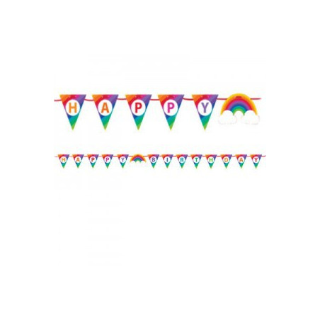 Banderole à Fanions Happy Birthday Arc-en-ciel et Nuages Collection Rainbow Party Banderole à Fanions Happy Birthday Arc-en-ciel et Nuages Collection Rainbow Party