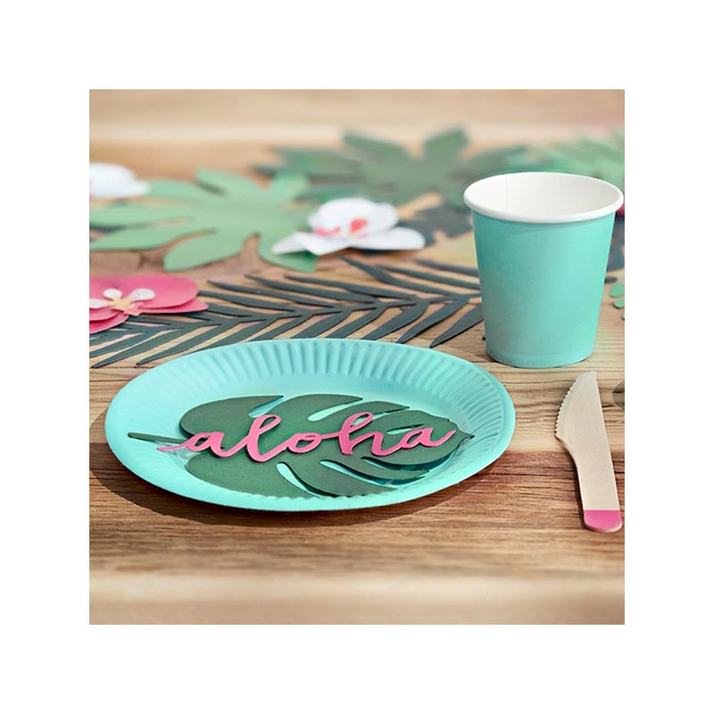 6 Décorations Aloha En Papier Rose Fushia Déco de table