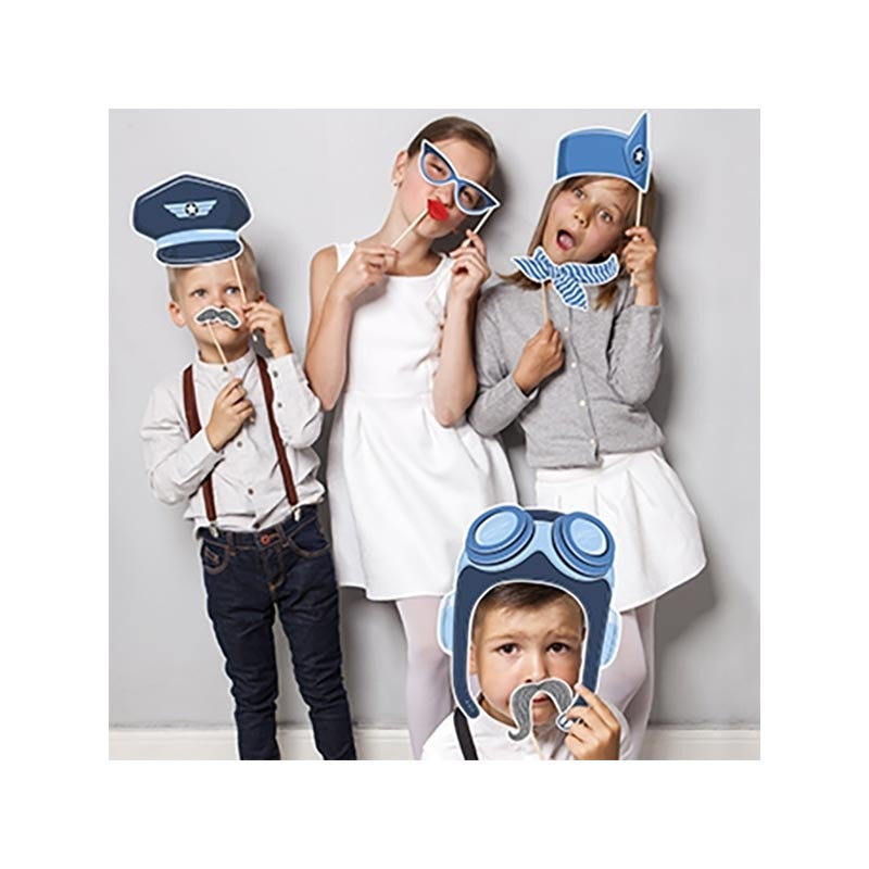 4 Accessoires Photobooth Hôtesse de l'air Avion dans les nuages