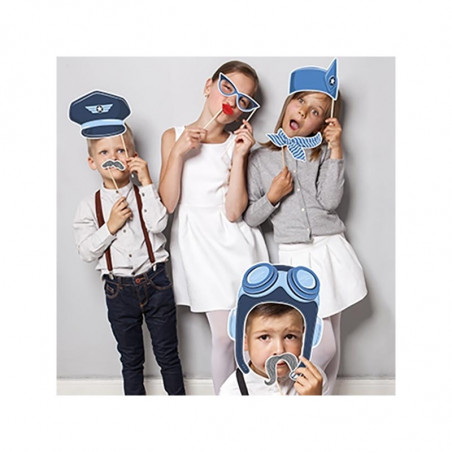 4 Accessoires Photobooth Hôtesse de l'air Avion dans les nuages