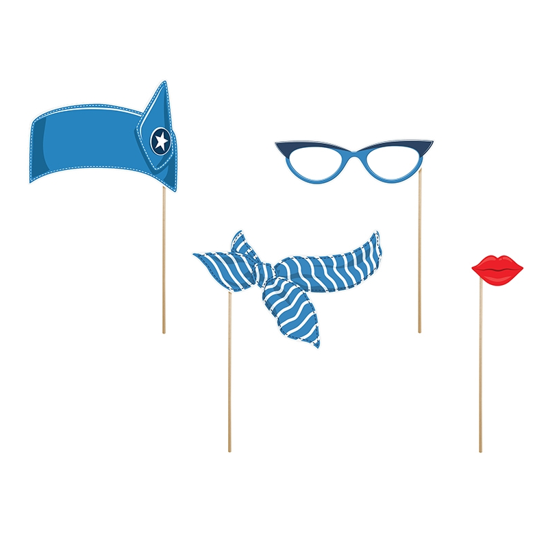 4 Accessoires Photobooth Hôtesse de l'air Avion dans les nuages