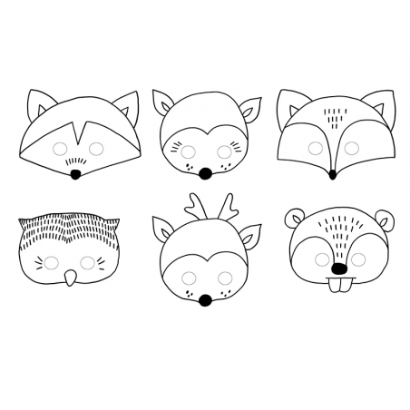 6 Masques à Colorier Animation Activité pour Enfant Anniversaire Rusé comme un renard