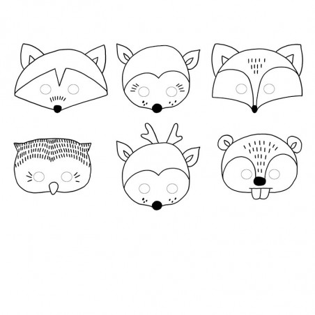 6 Masques à Colorier Animation Activité pour Enfant Anniversaire Rusé comme un renard