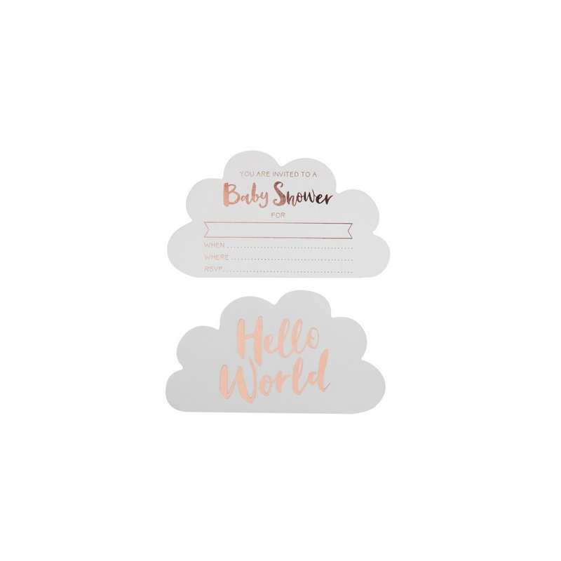 Invitation Nuages Baby Shower Hello World