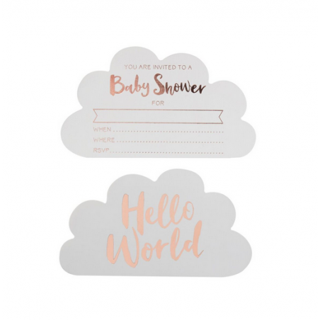 Invitation Nuages Baby Shower Hello World