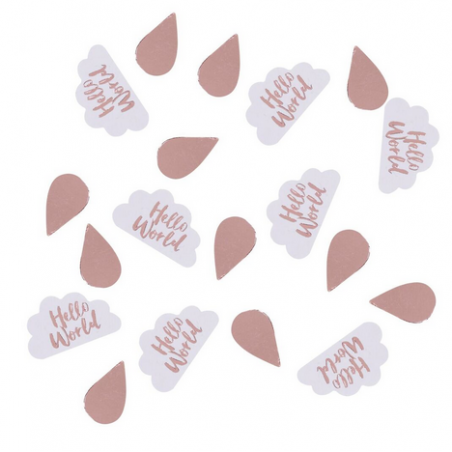 Confettis Nuages et Gouttes d'eauHello World Rose Cuivré Mint Baby Shower Confettis Nuages et Gouttes d'eauHello World Rose Cuivré Mint Baby Shower