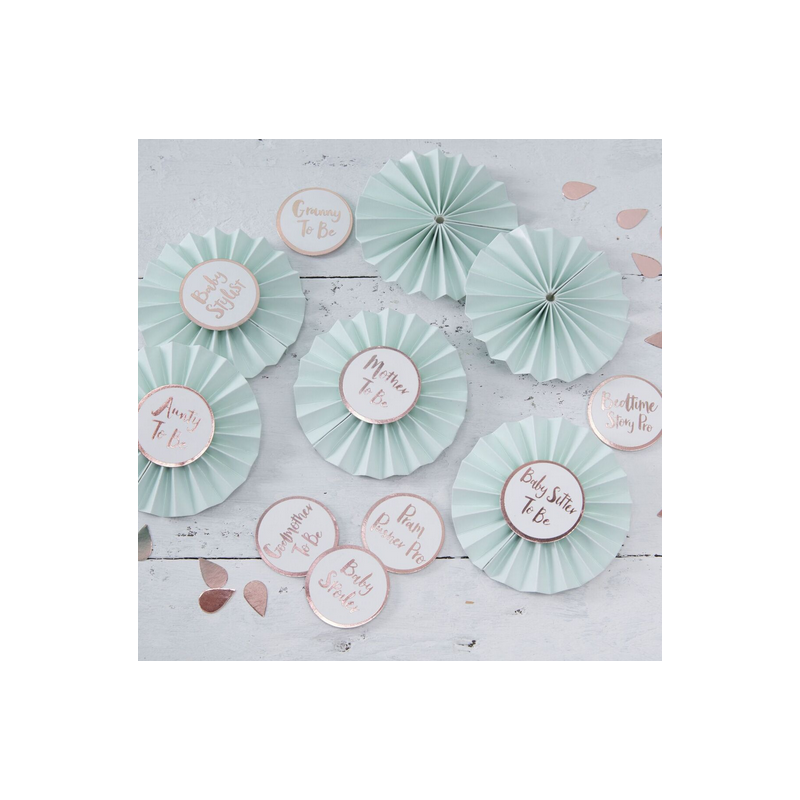 6 Badges Cocardes Future Maman et Invités de Baby Shower Hello World