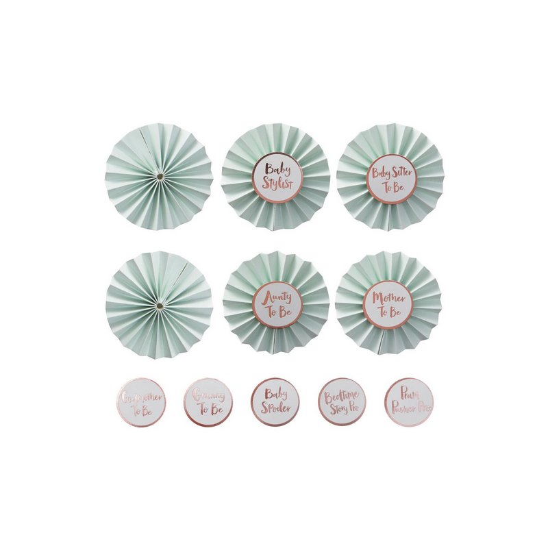 6 Badges Cocardes Future Maman et Invités de Baby Shower Hello World