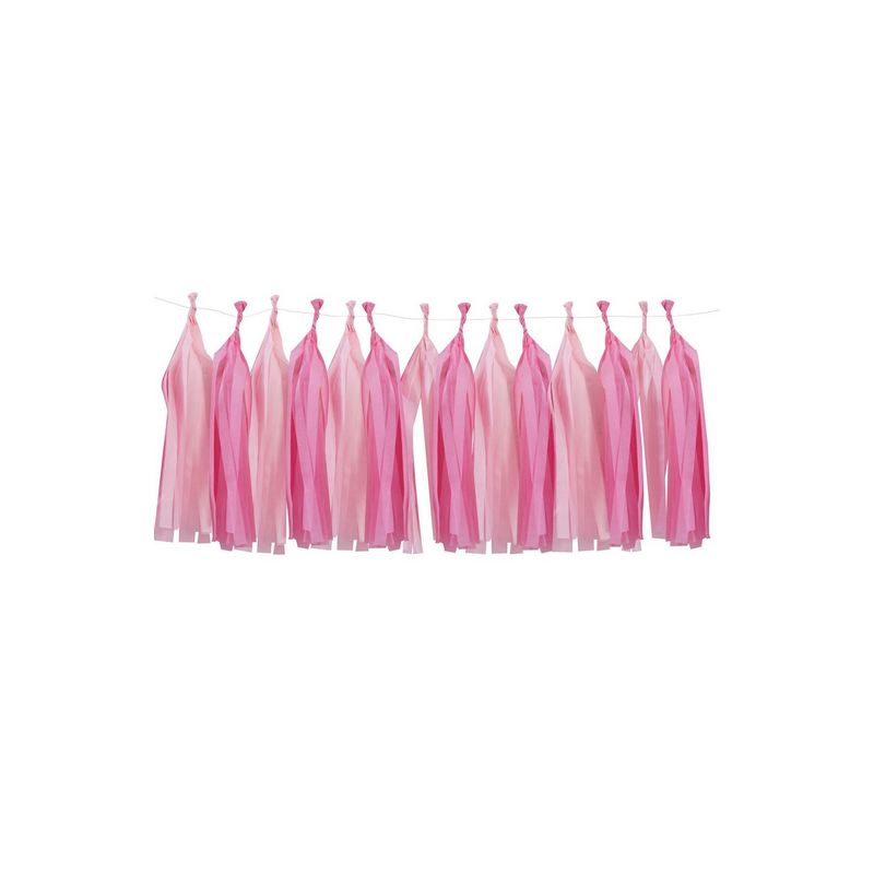 Guirlandes de Tassels Pompons Roses en papier de soie