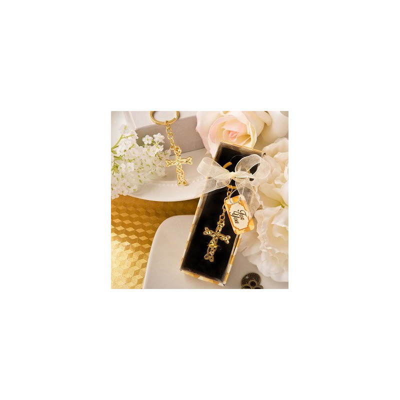 Porte-Clés Croix Doré