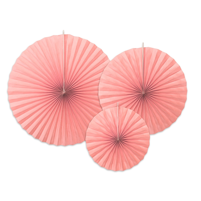 3 Rosaces Rose Blush en Papier Décoration de Fête