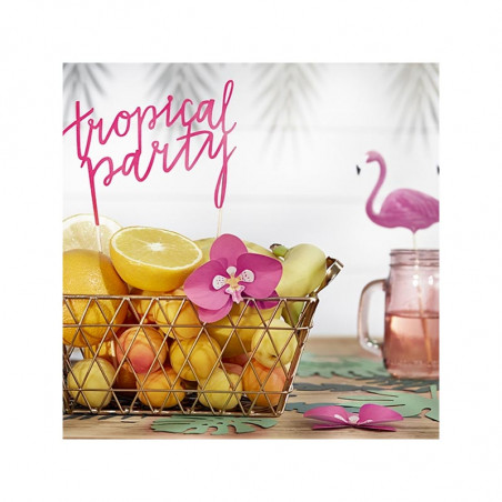 Cake Topper Grand Pique Tropical Party Gâteau Flamant Rose Flamingo Sweet Table en papier