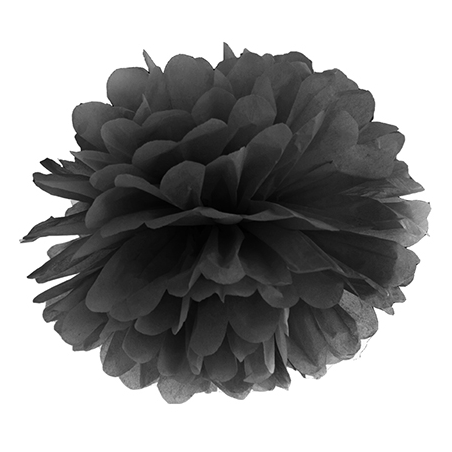 Pompon Papier de Soie 25 cm Noir Décoration de Fête