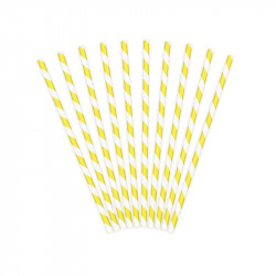 Pailles Rétro Rayées Jaune et Blanc