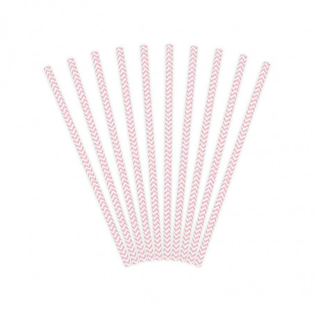 Pailles Rétro Chevron Zig Zag Rose clair Blanc Pailles Rétro Chevron Zig Zag Rose clair Blanc