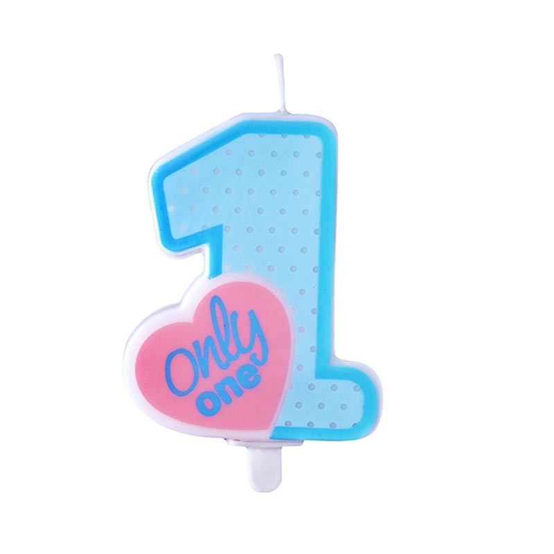 Bougie Topper - Bougie d'Anniversaire Pastel Bleue