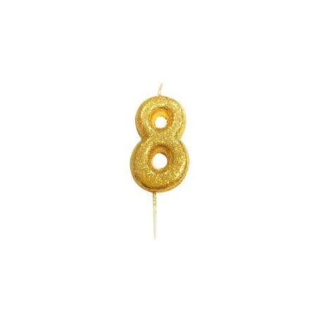Bougie Chiffre 8 Glittler Doré Huit Anniversaire Bougie Chiffre 8 Glittler Doré Huit Anniversaire