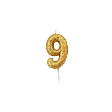 Bougie Chiffre 9 Glittler Doré Neuf Anniversaire Bougie Chiffre 9 Glittler Doré Neuf Anniversaire