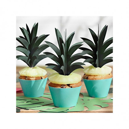 6 Piques Cup Cake Ananas Cake Topper Tropical Party Gâteau Flamant Rose Flamingo Sweet Table en papier