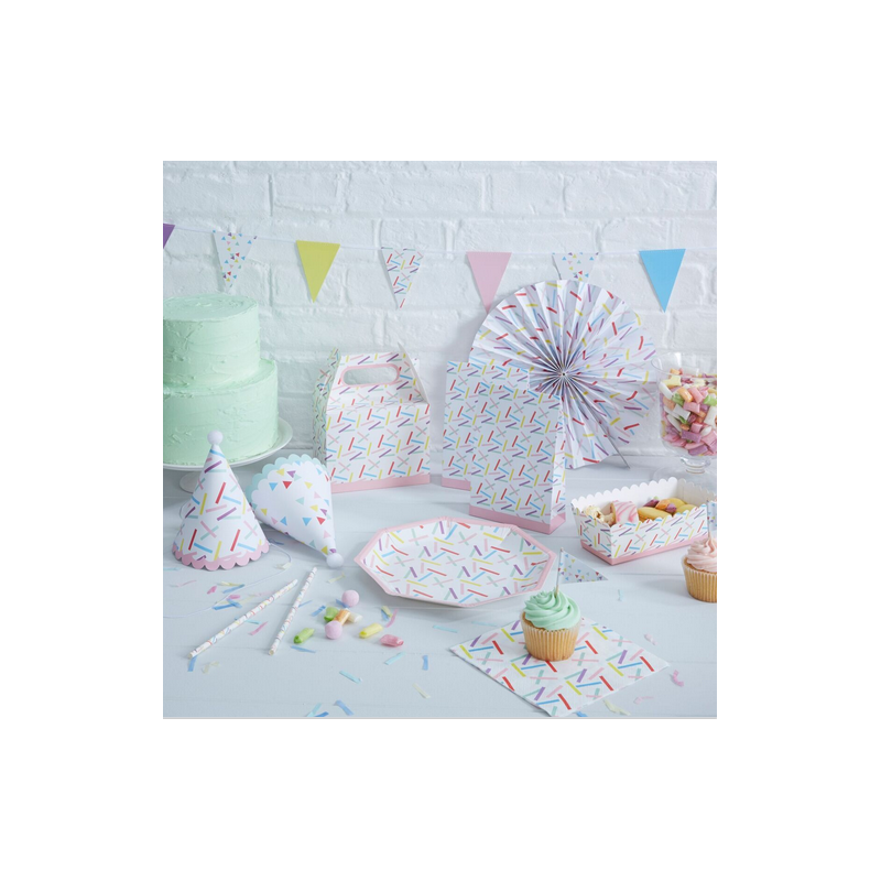 Banderole Géante avec Petits Fanions Triangle en Papier Confettis Colorés Party Anniversaire Enfant