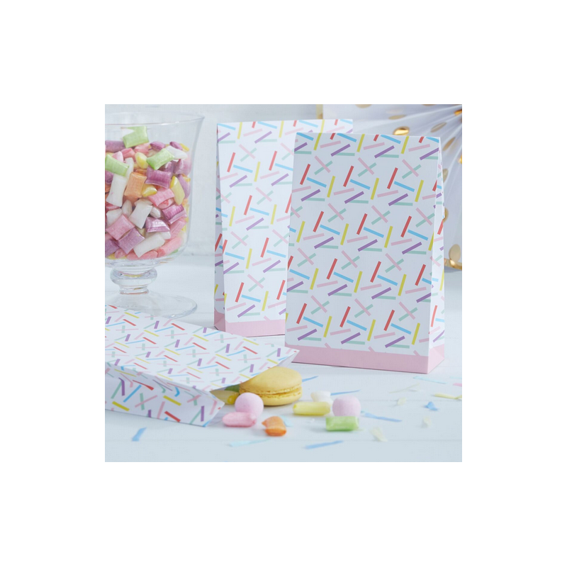 8 Sachets Papier Cadeaux Invités Confettis Colorés Party Anniversaire Enfant
