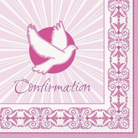 Serviettes en Papier Croix Communion Rose Clair