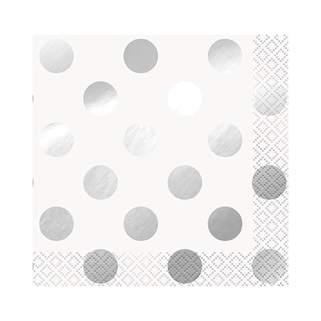 serviettes A pois argent blanc Présentation Sweet Table