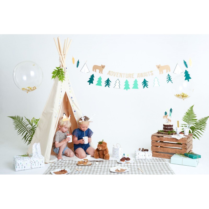 Ours Brun Serviettes Papier Anniversaire Theme Indiens Tipi Fleches