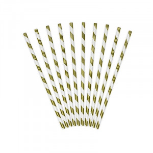 25 Pailles Papier Pour Cake Pops Rayées Blanc & Bleu Azur