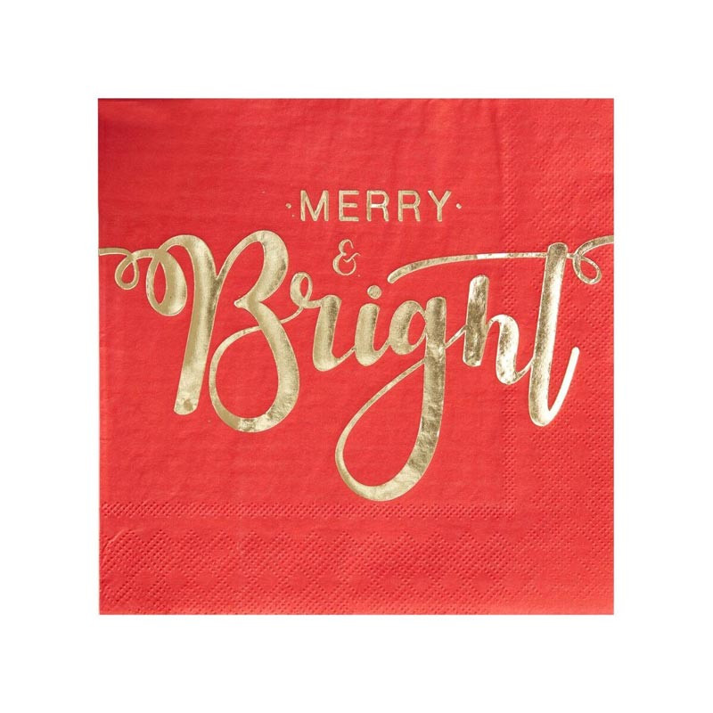 20 serviettes Merry & Bright - rouge et doré