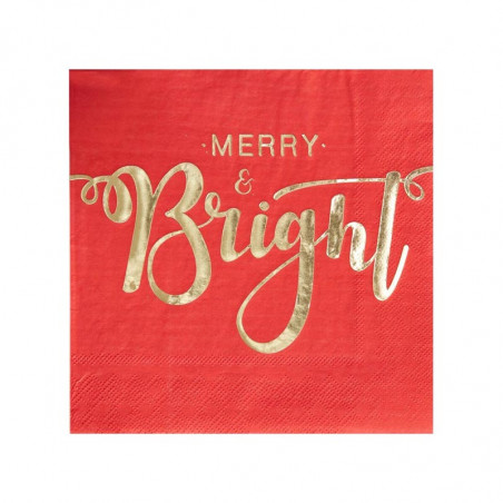 20 serviettes Merry & Bright - rouge et doré