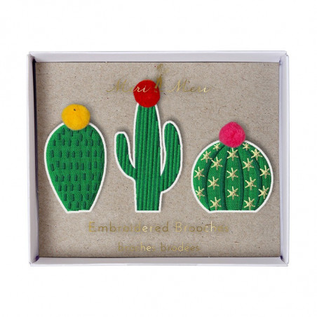 3 Broches Ecussons Cactus Party Anniversaire et Fête