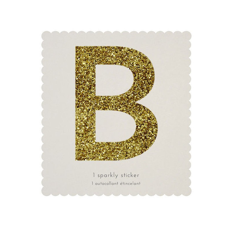 Lettre Glitter B Alphabet Adhésif Glitter Doré