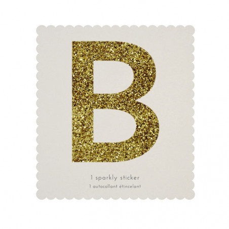 Lettre Glitter B Alphabet Adhésif Glitter Doré