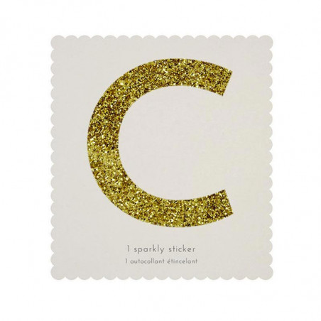 Lettre Glitter C Alphabet Adhésif Glitter Doré