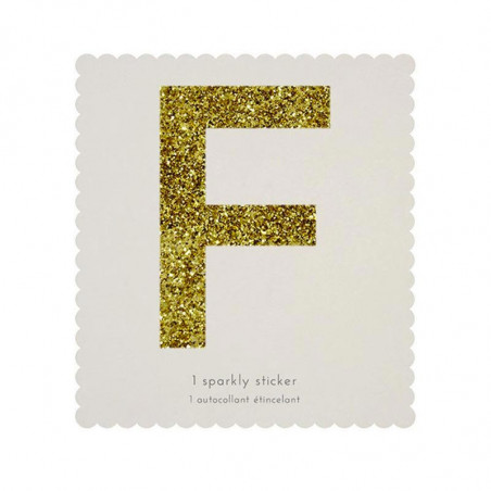 Lettre Glitter F Alphabet Adhésif Glitter Doré