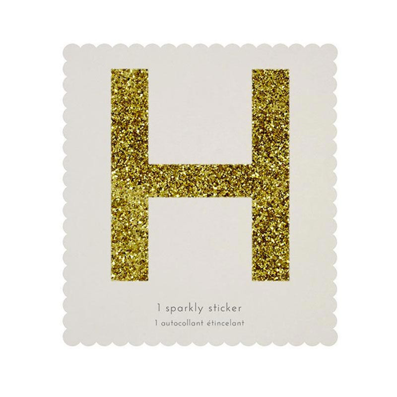 Lettre Glitter H Alphabet Adhésif Glitter Doré