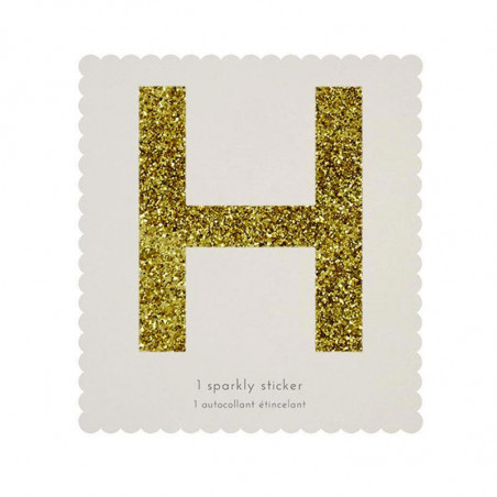 Lettre Glitter H Alphabet Adhésif Glitter Doré