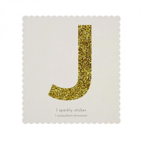 Lettre Glitter J Alphabet Adhésif Glitter Doré