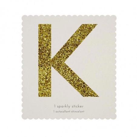 Lettre Glitter K Alphabet Adhésif Glitter Doré