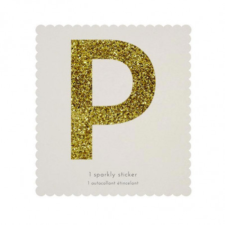 Lettre Glitter P Alphabet Adhésif Glitter Doré