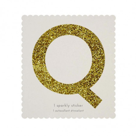 Lettre Glitter Q Alphabet Adhésif Glitter Doré