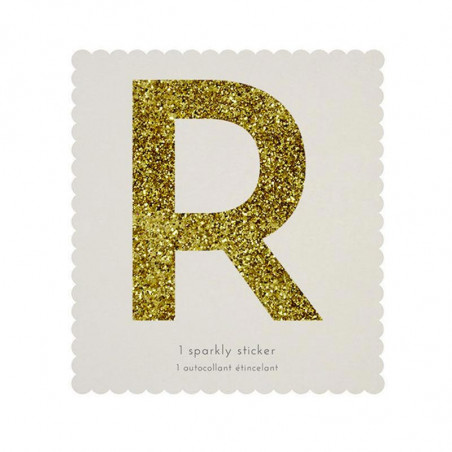 Lettre Glitter R Alphabet Adhésif Glitter Doré