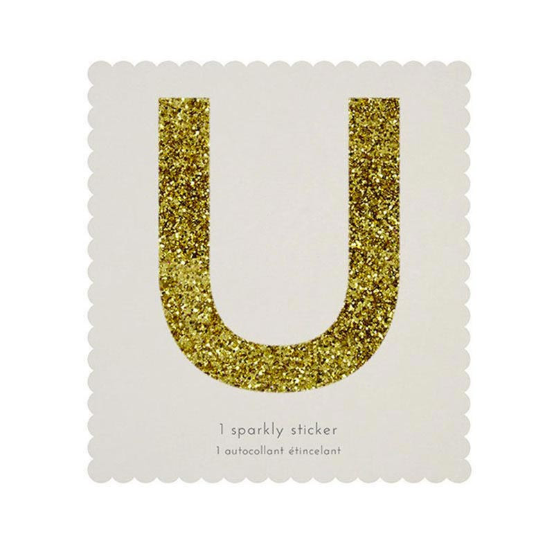 Lettre Glitter U Alphabet Adhésif Glitter Doré