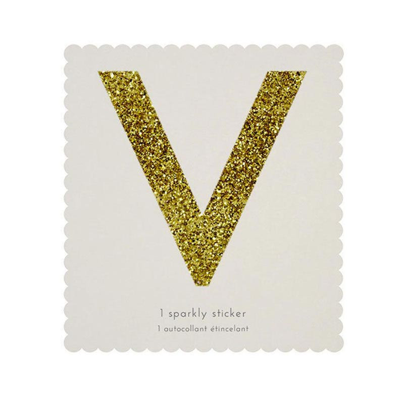 Lettre Glitter V Alphabet Adhésif Glitter Doré